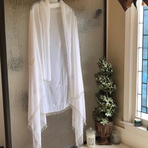 White chiffon beaded sarong.